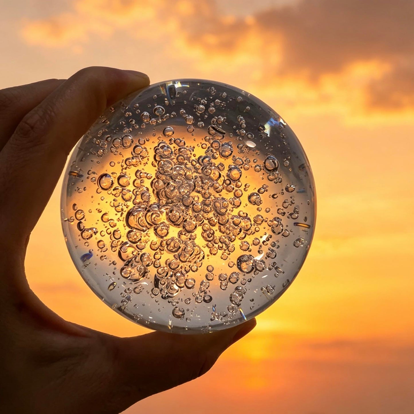 COQIRAUSEN 80mm Bubble Crystal Ball, 3.2in Handcrafted Solid Glass Photography Decorative Sphere Water Fountain Bubble Ball Sphere Home & Party Decor for Teens, Friends, Girls and Boys