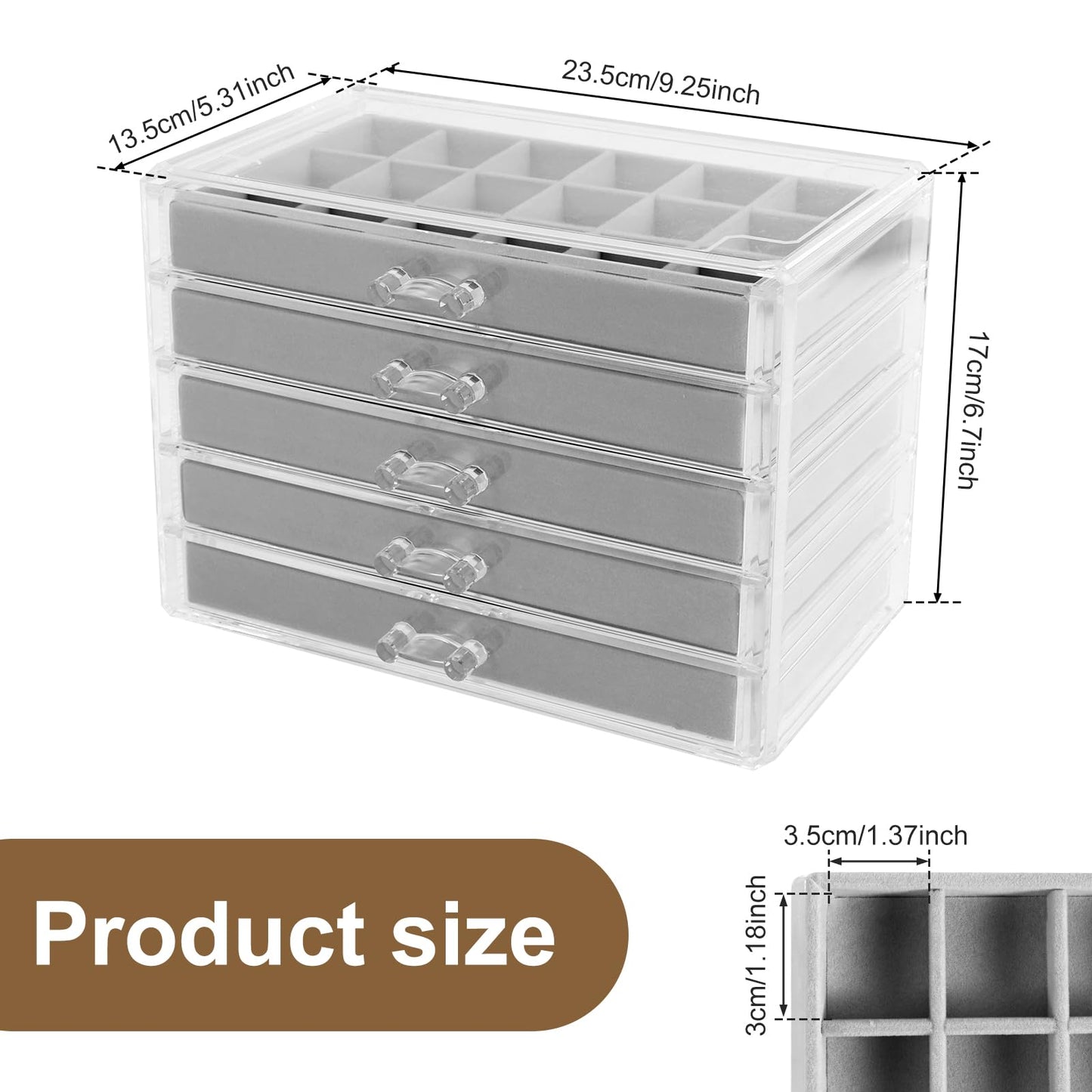 Abizarch 90 Grids Rock Display Case Rock Collections Display Cases, Rock Collection Box in 90 Grids Suitable for Collecting and Displaying Gemstone Crystals - Display Cases for Collectibles
