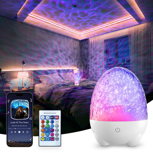 Northern Lights Projector, 17 Colors RGB Aurora Night Light with Bluetooth Speaker, Remote Control, Dimmable Ocean Wave Room Decoration Projector Led Light for Bedroom/Party/Adults/Boys &Girls Gift