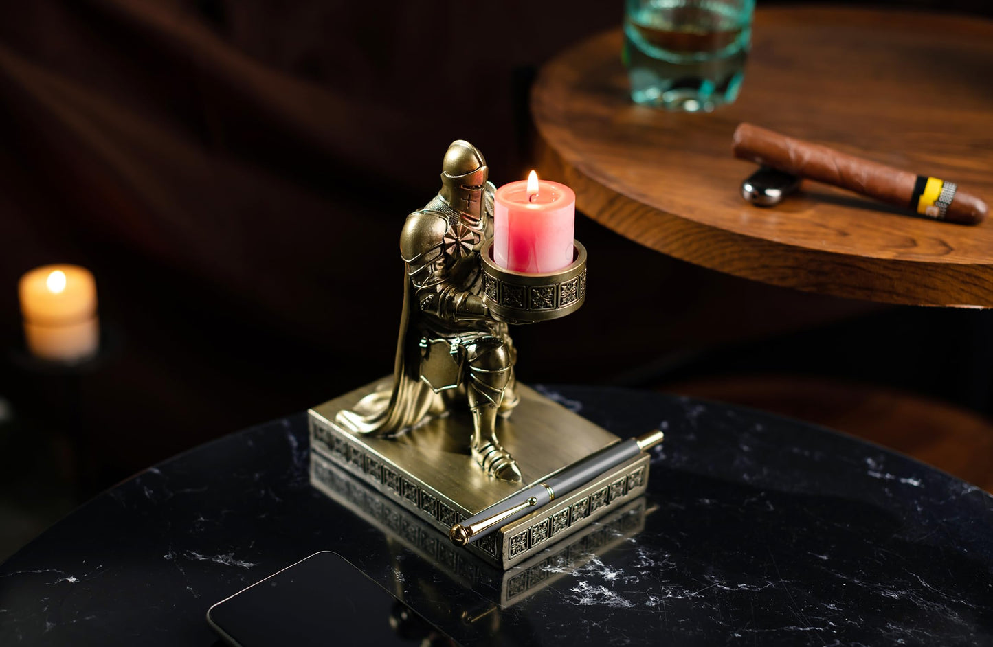 King's Guard Kneeling Tealight Holder Candlestick Candle Holder Bronze