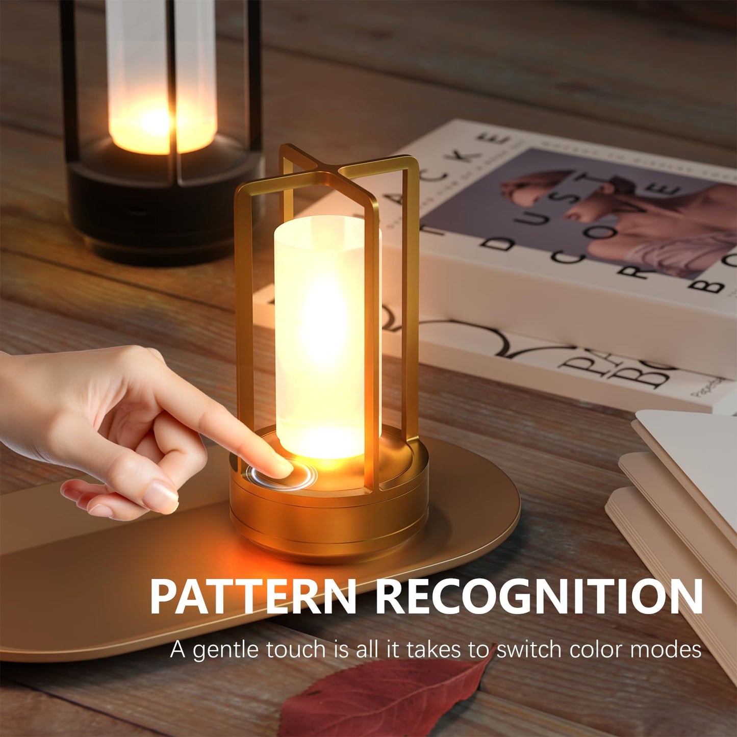 Anznzem Table Lamp, Portable Cordless Rechargeable LED, 3-Colour Dimming, Gold, Ideal for Bedroom, Outdoor, Restaurants, Bars, Coffee Shops, Camping