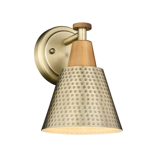 FEMILA 1-Light Vintage Wall Sconces, Antique Brass Industrial Sconces Wall Lighting, Single Bathroom Vanity Light Fixtures Wall Mount Lamp, Hammered Metal Shade,4FG59B BG