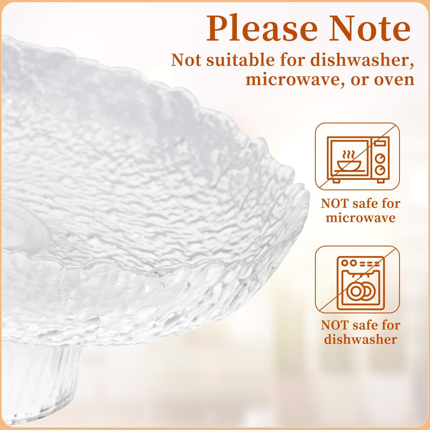 Kultilanda Large Glass Fruit Bowl for Kitchen Counter Decorative Centerpiece Bowl for Table Home Déco, Clear Hammered