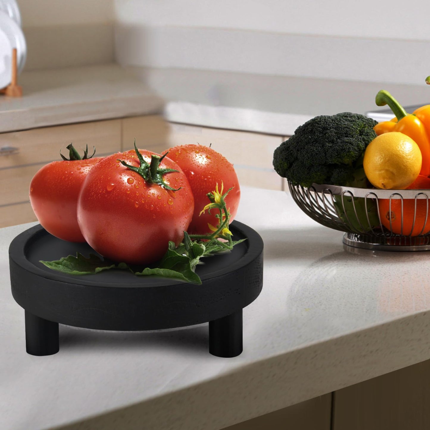 3PCS Wooden Display Risers for Display,Wood Riser Display Pedestal Stand for Home Décor (Modern Black,8,6,5'')
