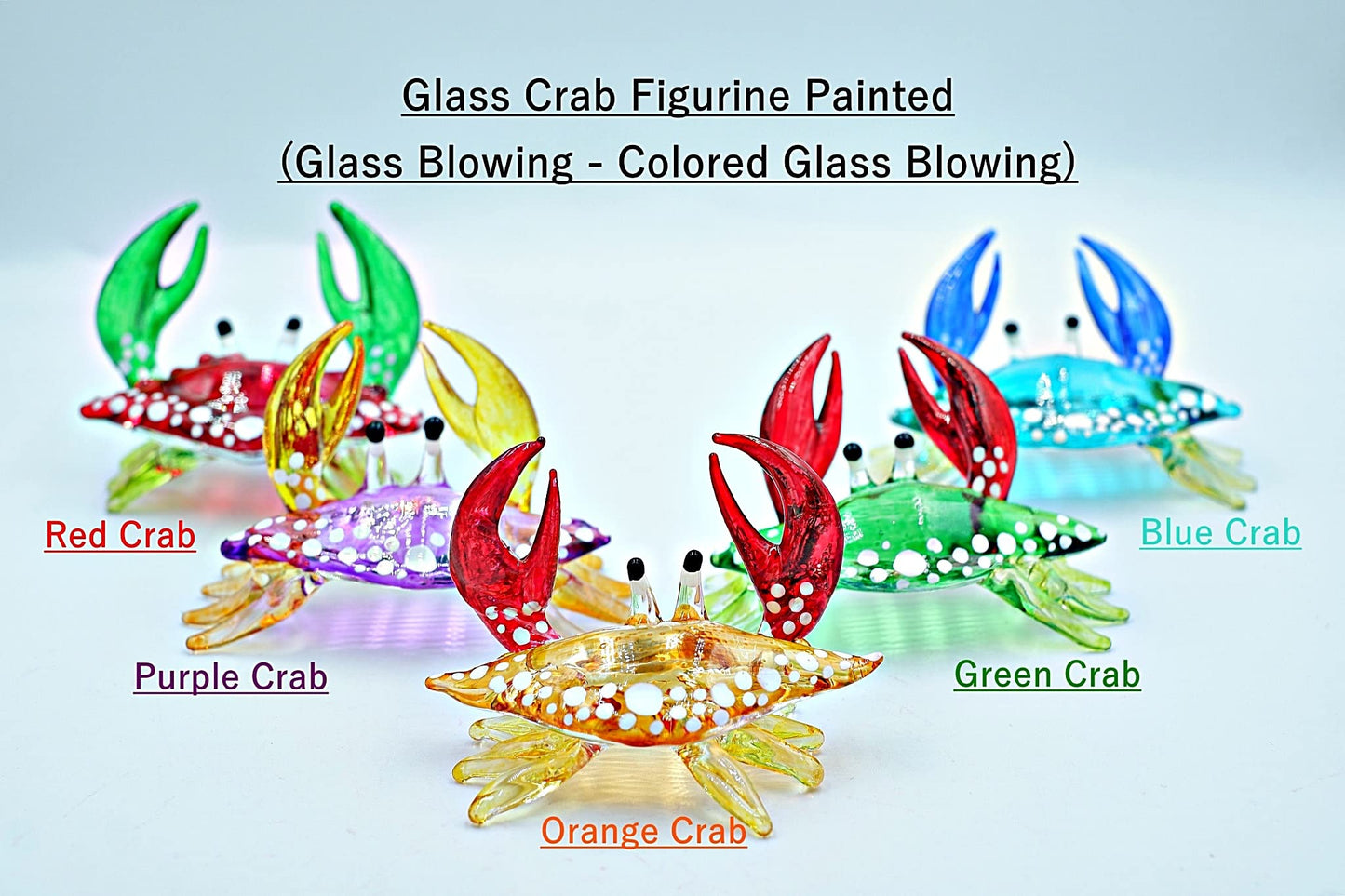 1shopforyou Glass Crab Figurine Orange Hand Blown Painted Art Miniature Coastal Style Gift Home Decoration No.6