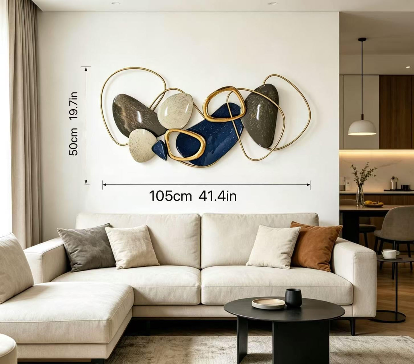 Roivikis Large Metal Wall Art Decor, 3D Abstract Stone-inspired Handcrafted Modern Wall Sculptures for Living Room, Bedroom, Entryway 41.4" x 19.7"
