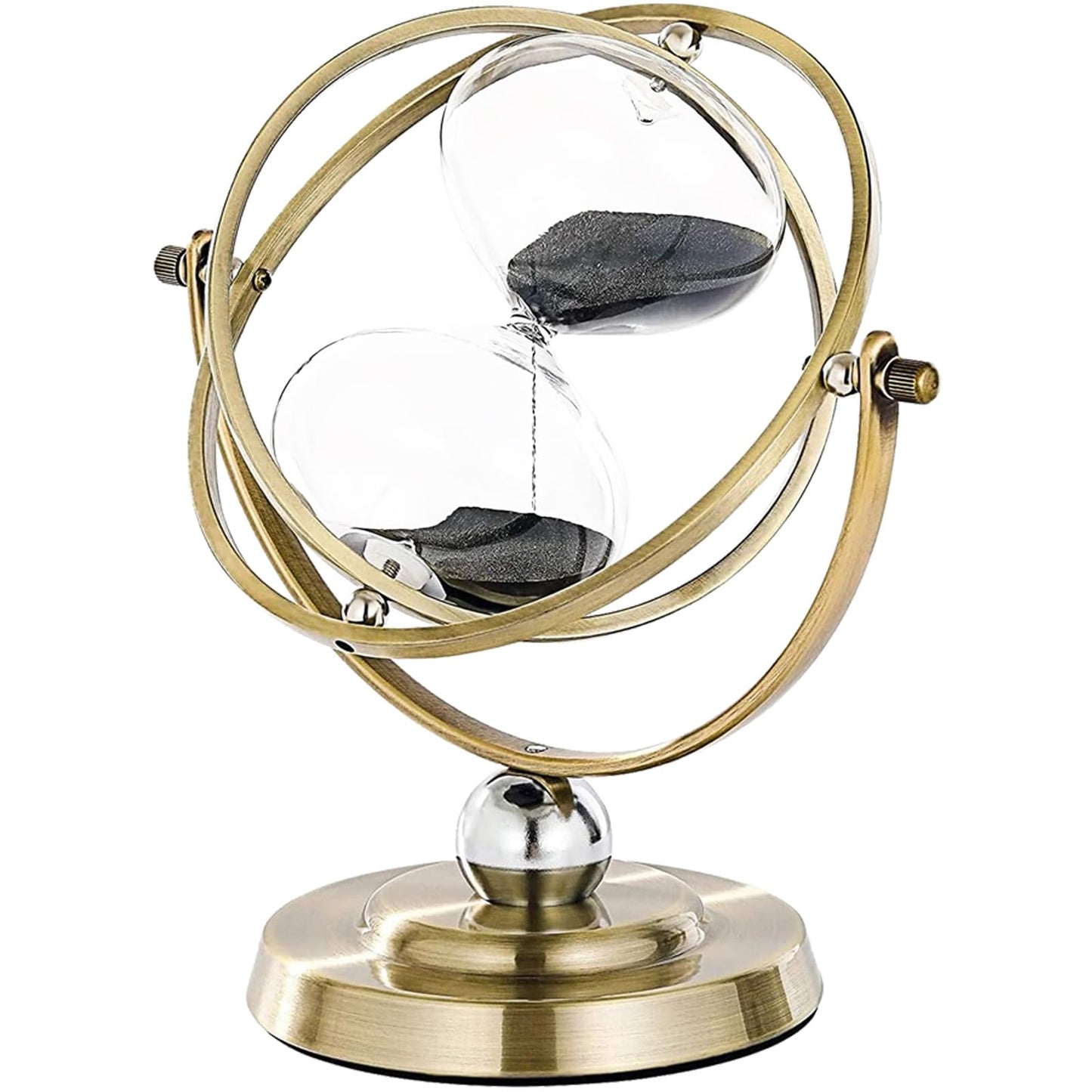 Hourglass Sand Timer, Hourglass Timer 60 Minutes, Large Metal 720° Rotating Hourglass, Brass Sand Clock 60 Min with Black Sand, Reloj De Arena 1 Hora, Gold 1 Hour Sandglass for Office Desk Home Gifts