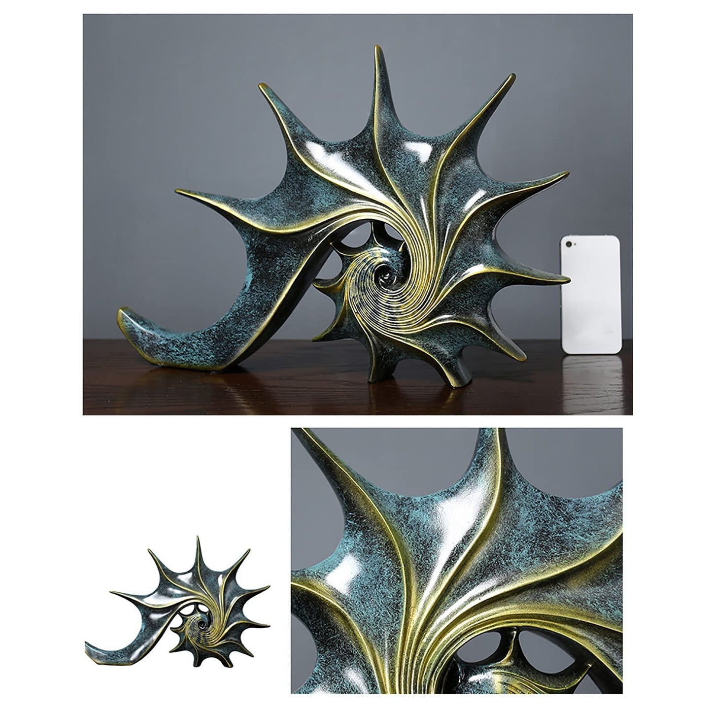 YUDIZWS Decorative Statue Shell Made Of Polyresin Modern Decorative Figure Sculpture Office Living Room To Decorate 40.5 X28 X 5.5cm,Blue