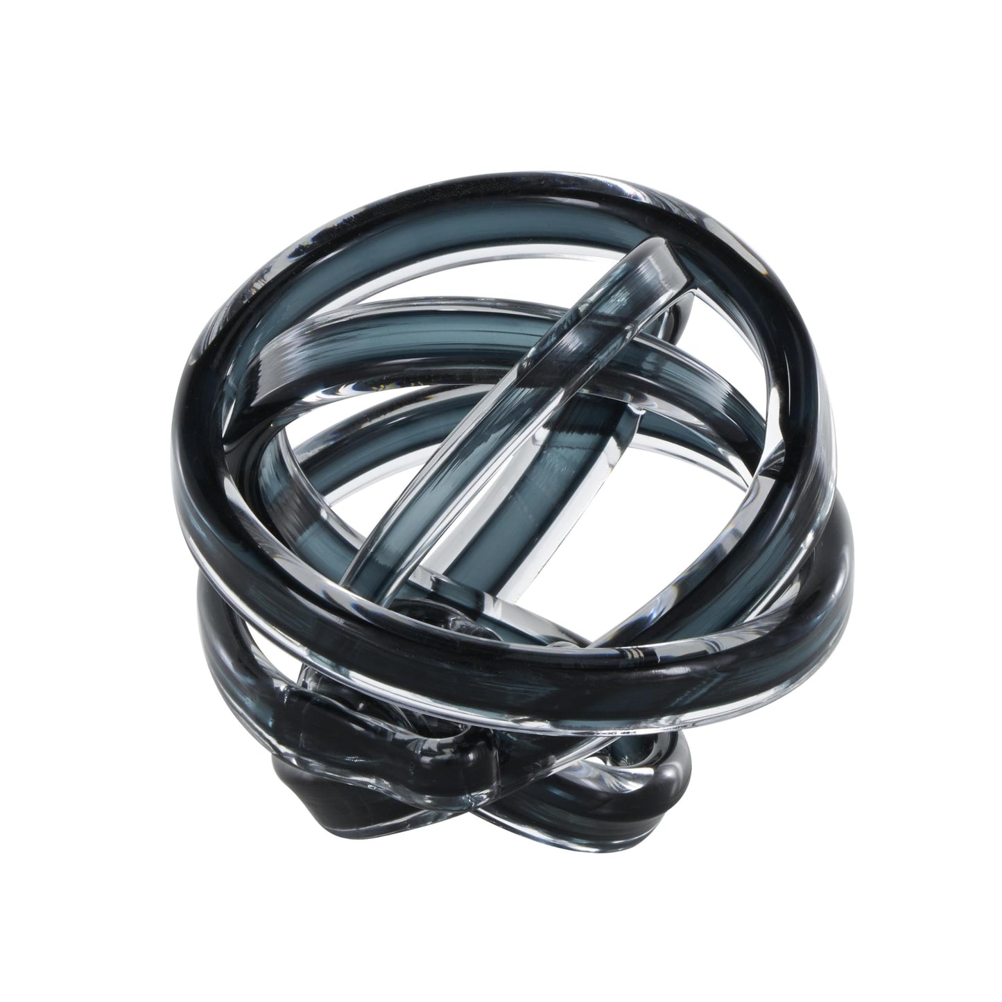 Deco 79 Glass Knot Decorative Sculpture Brushed Ombre Twisted Home Decor Statue, Accent Figurine 7" x 7" x 7", Dark Blue