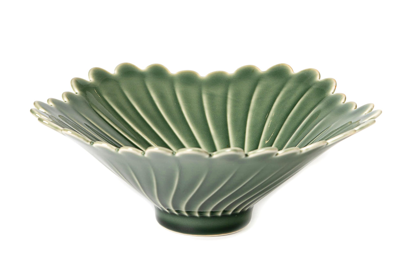Modern Fruit Bowl - 9" Ceramic, Green, Kitchen Counter Decorative Bowl