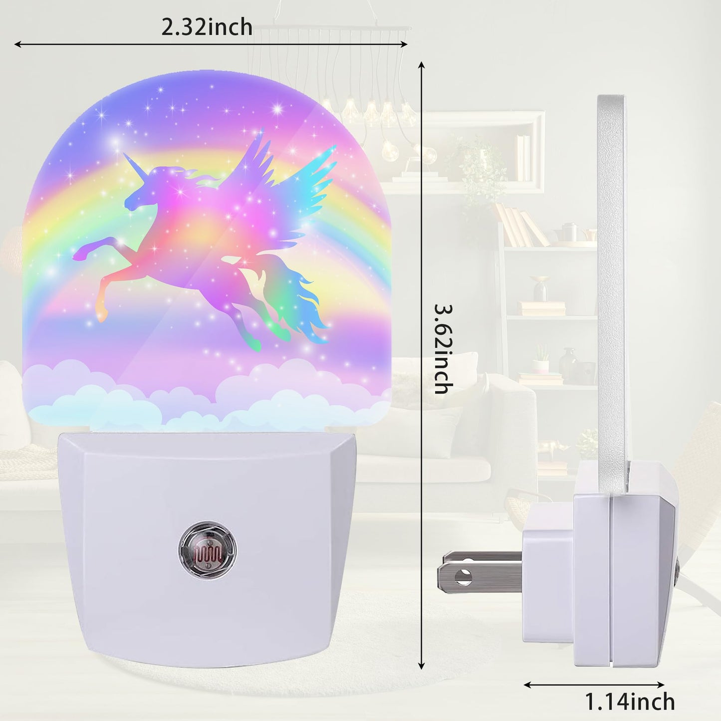 ZTHLL Unicorn Night Light, Rainbow Nightlight Plug into Wall with Dusk to Dawn Sensor, LED Lamp Energy Saving Lights for Girls,Lamp for Bedroom Bathroom Hallway