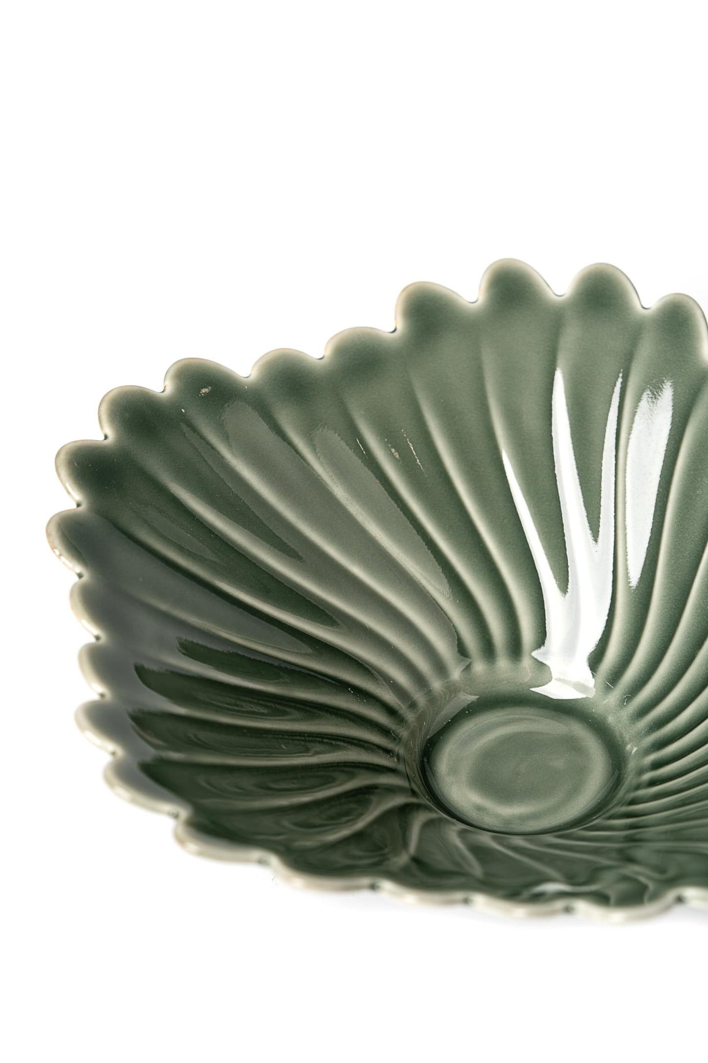 Modern Fruit Bowl - 9" Ceramic, Green, Kitchen Counter Decorative Bowl