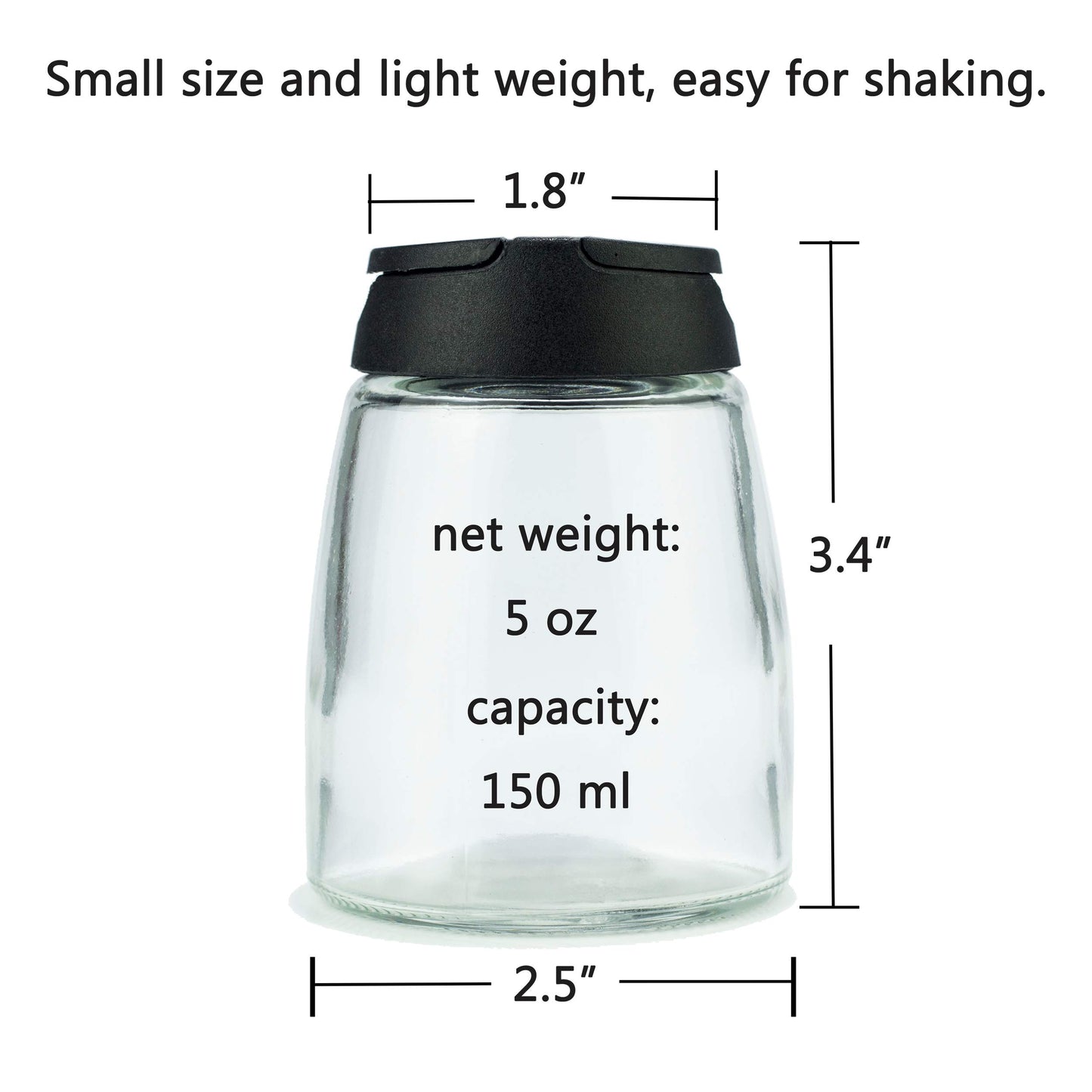 MILEKE Salt and Pepper Shakers, Moisture-Proof Condiment holders 150ML, 2/pack