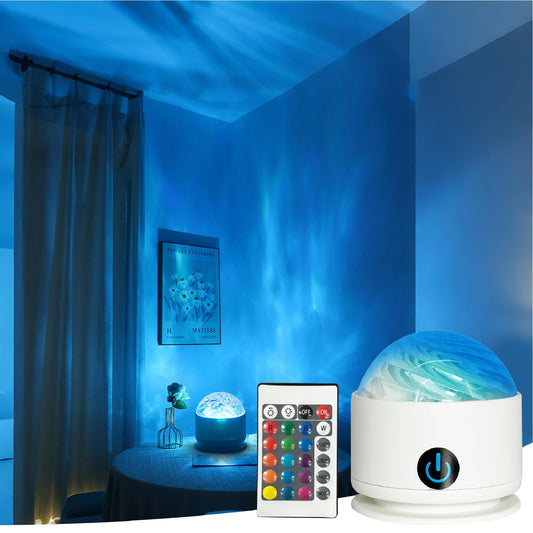 LIBERATECH Rechargeable Ocean Wave Projector Light, 16 Colors Dimmable Night Light with Remote Control, Portable Ambient Mood Lighting for Kids Bedroom Teen Girl Gift Room Decor hcd1