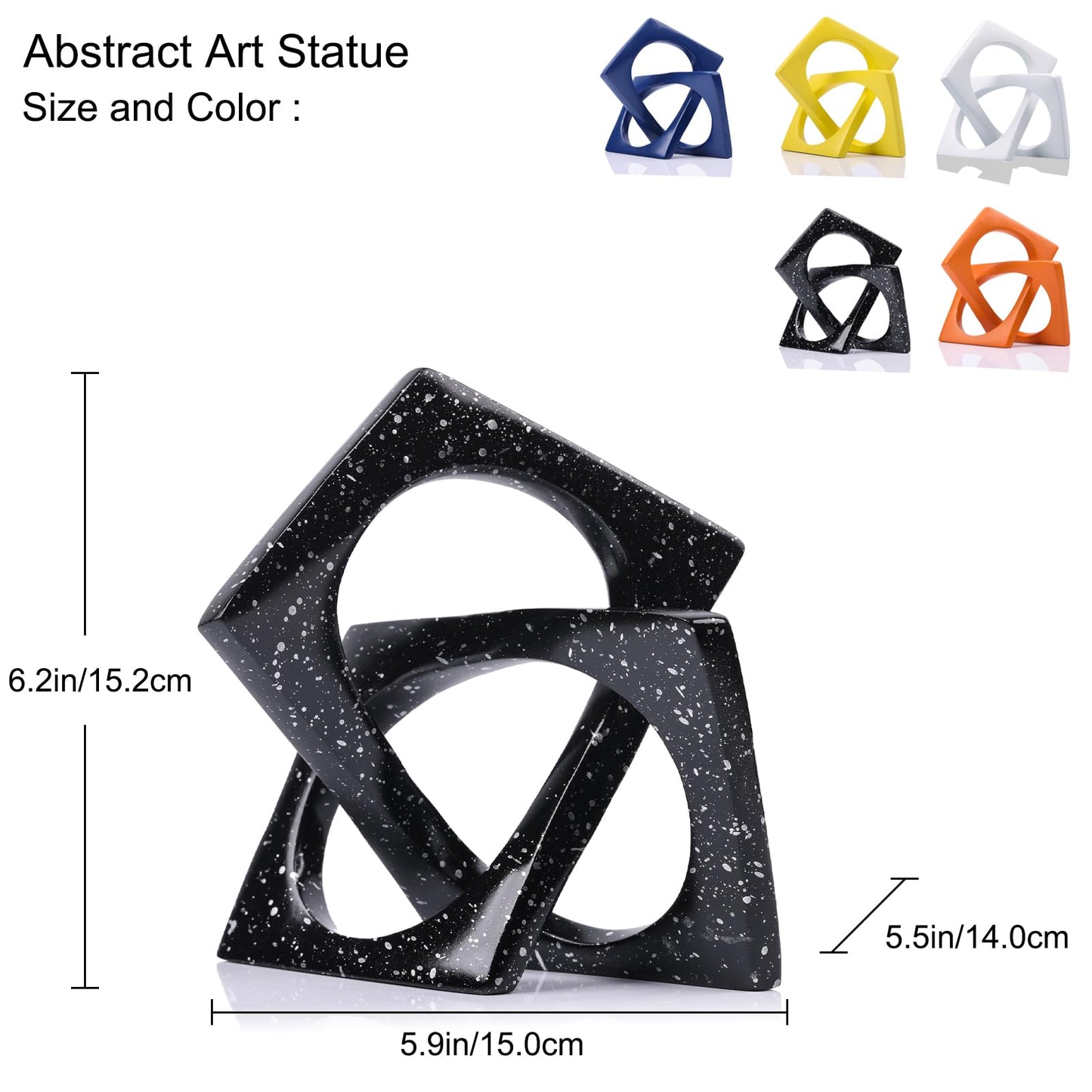 Modern Geometric Sculpture Black Knot Statue Decor, Home Bookcase Centerpiece Jax Decorative, Tabletop Sculpture and Figurines, For Home Decor Accent Cube Ornaments