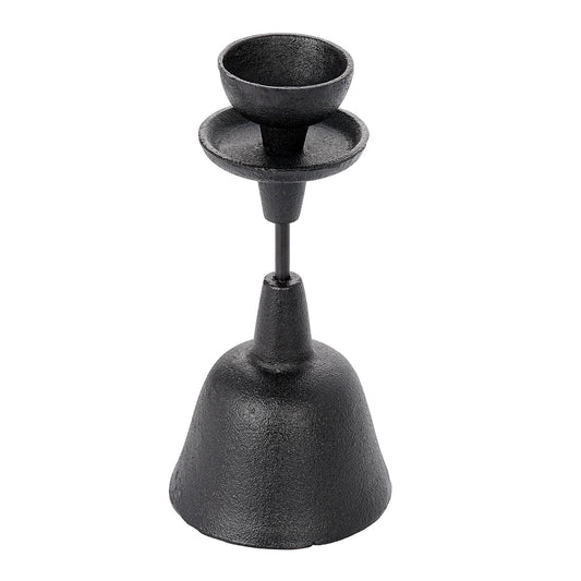 Sungmor Cast Iron Decorative Candle Holder, 9.25" Tall Rustic Black Brown Pillar Candlestick, Vintage Tabletop Candle Stand for Fireplace Mantle Home Decor