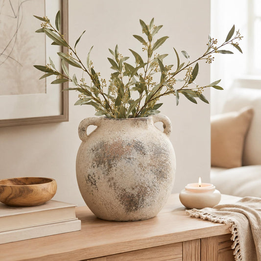 Ferrochef Ceramic Flower Vases Decorative Vintage Porcelain Vase Chinoiserie Pottery Vase for Centerpiece Farmhouse Home Decors, Bookshelf, Living Room, Office(Classic,Brown,Medium)