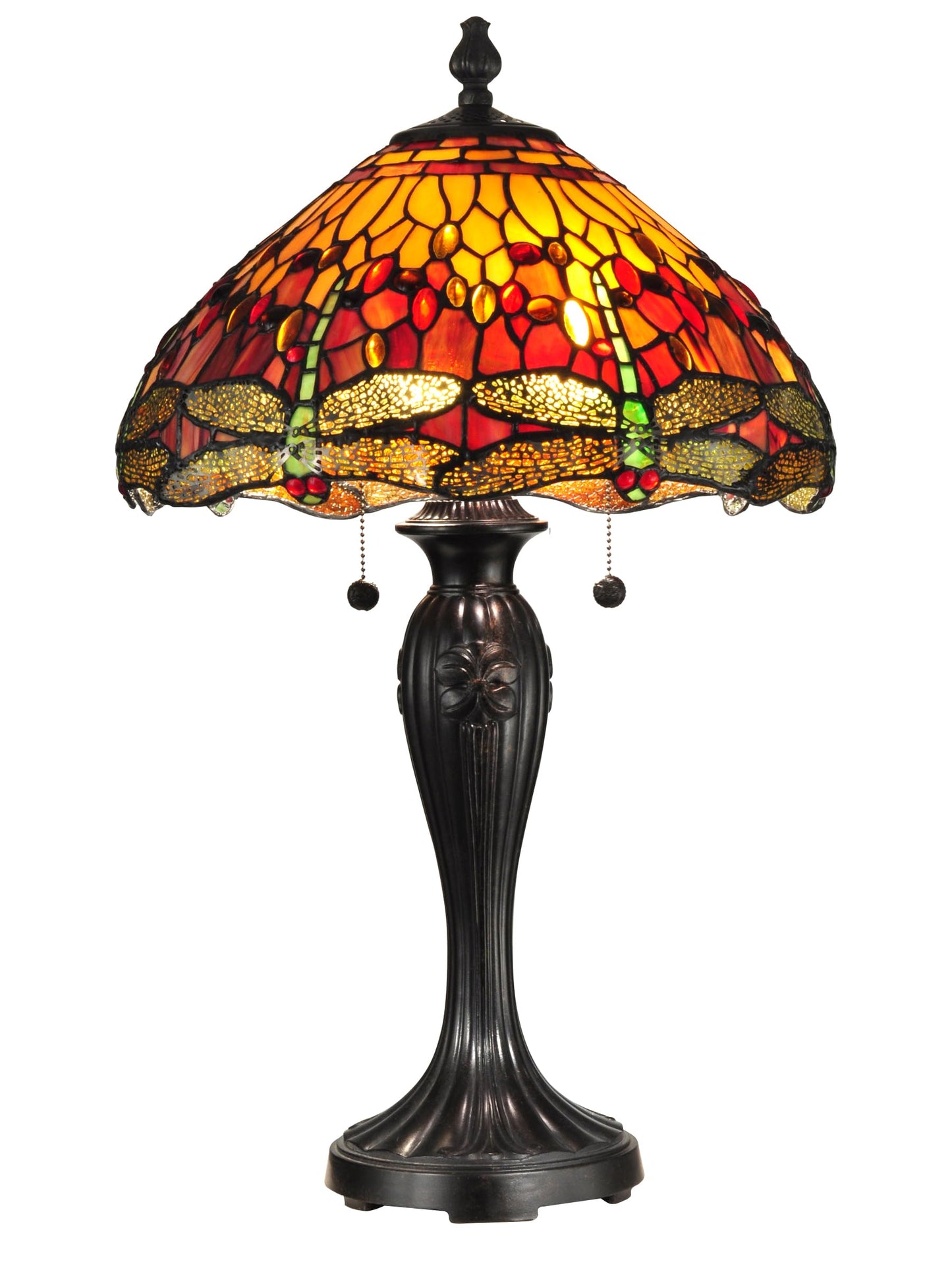 Dale Tiffany Lamps TT12269 Reves Dragonfly Table Lamp, 16" x 16" x 27", Fieldstone