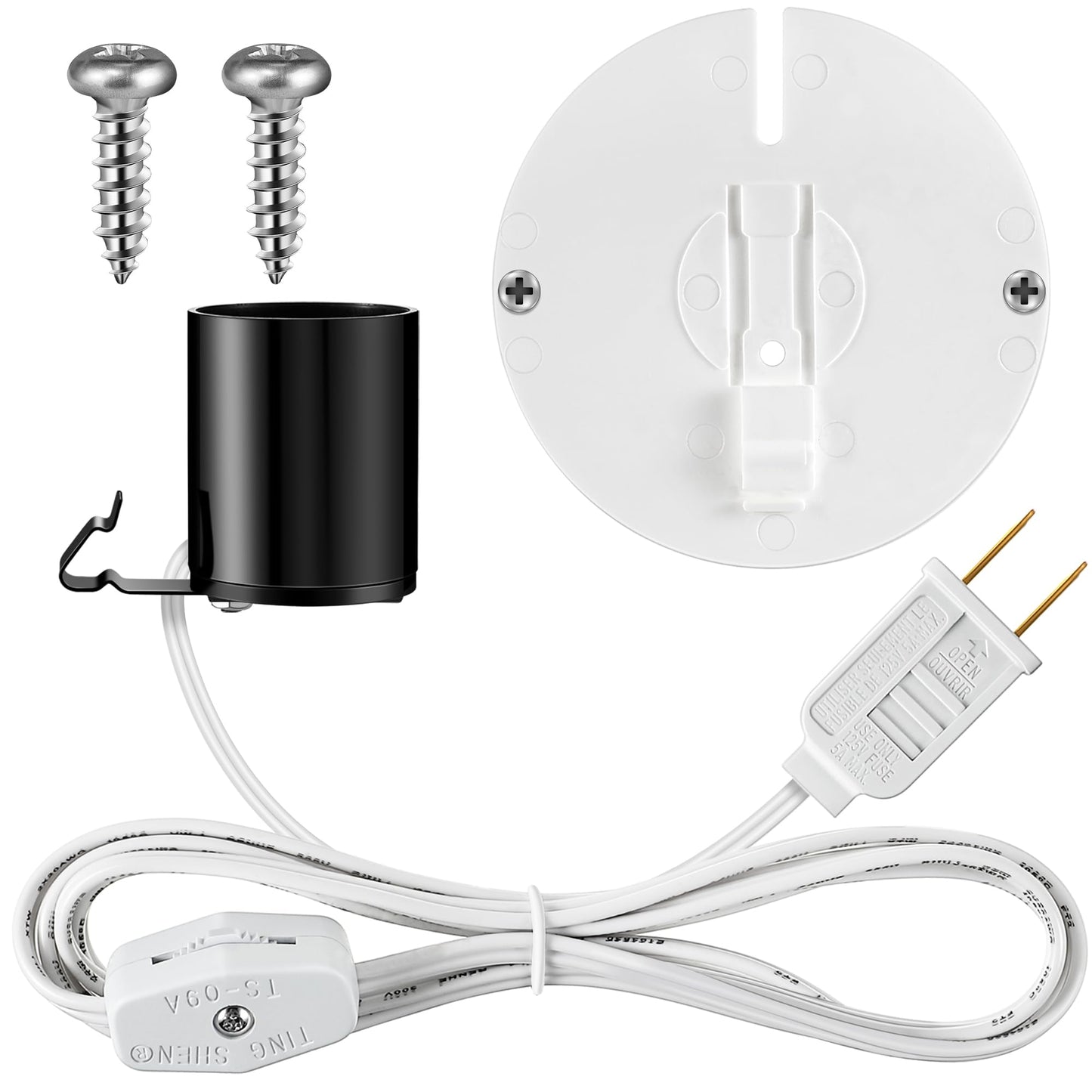 Meonum 1 Set Blow Mold Light Kit Replacement, E27 E26 Single Light Cord Kit with Switch Fuse Plug, for Indoor Outdoor Halloween Christmas Village House Craft Decorations and Salt Lamp