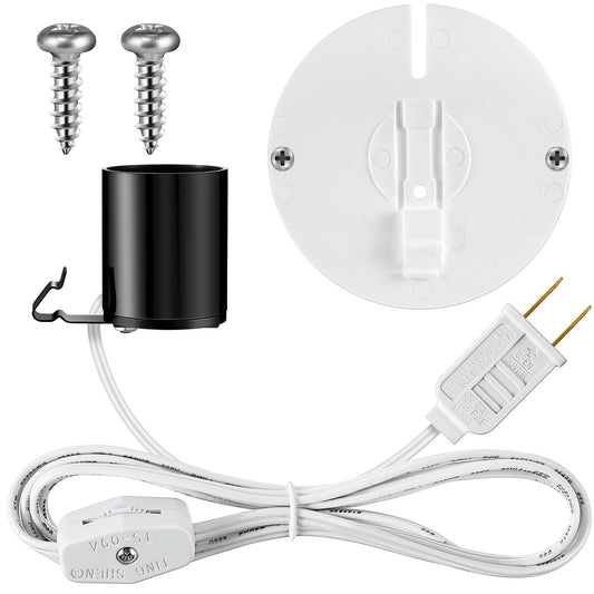 Meonum 1 Set Blow Mold Light Kit Replacement, E27 E26 Single Light Cord Kit with Switch Fuse Plug, for Indoor Outdoor Halloween Christmas Village House Craft Decorations and Salt Lamp