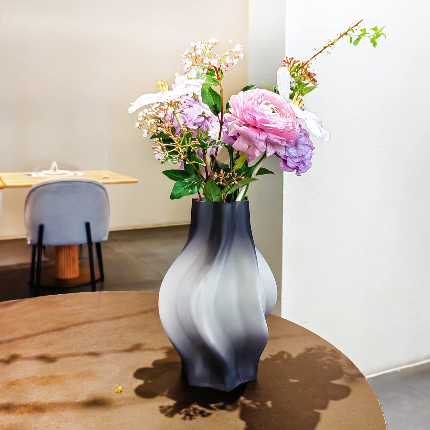 Serdic Modern Glass Flower Vase for Home Decor - Decorative Vase for Living Room, Bedroom, Dinner Table, Wedding Decorations (Grey)