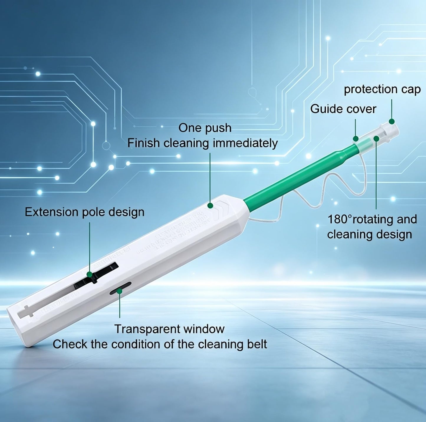 Fiber Optic Pen Cleaner for SC/ST/FC, 2.50mm UPC/APC Ferrule Cleaner,One-Push Fiber Optic Cleaning Tool with Extendable Probe (2.38” to 3.63”), 800+ Cleans per Unit, Anti-Static - 5 Pack