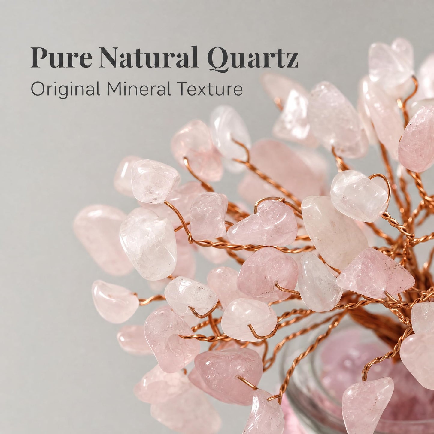 Fatonio Small Natural Crystal Rose Quartz Tree Handcrafted