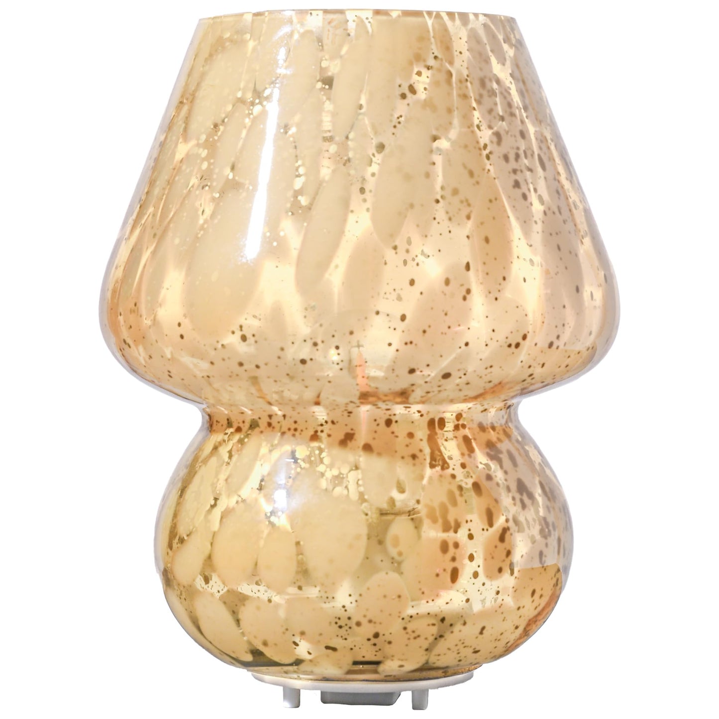 Glass Mushroom Lamp Cordless Table Lamp for Bedroom, Small Desk Bedside Lamps for Living Room, Mushroom Decor Cute Mini Modern Lamps Battery Operated for Night Stands, Aesthetic Home Living Room Decor