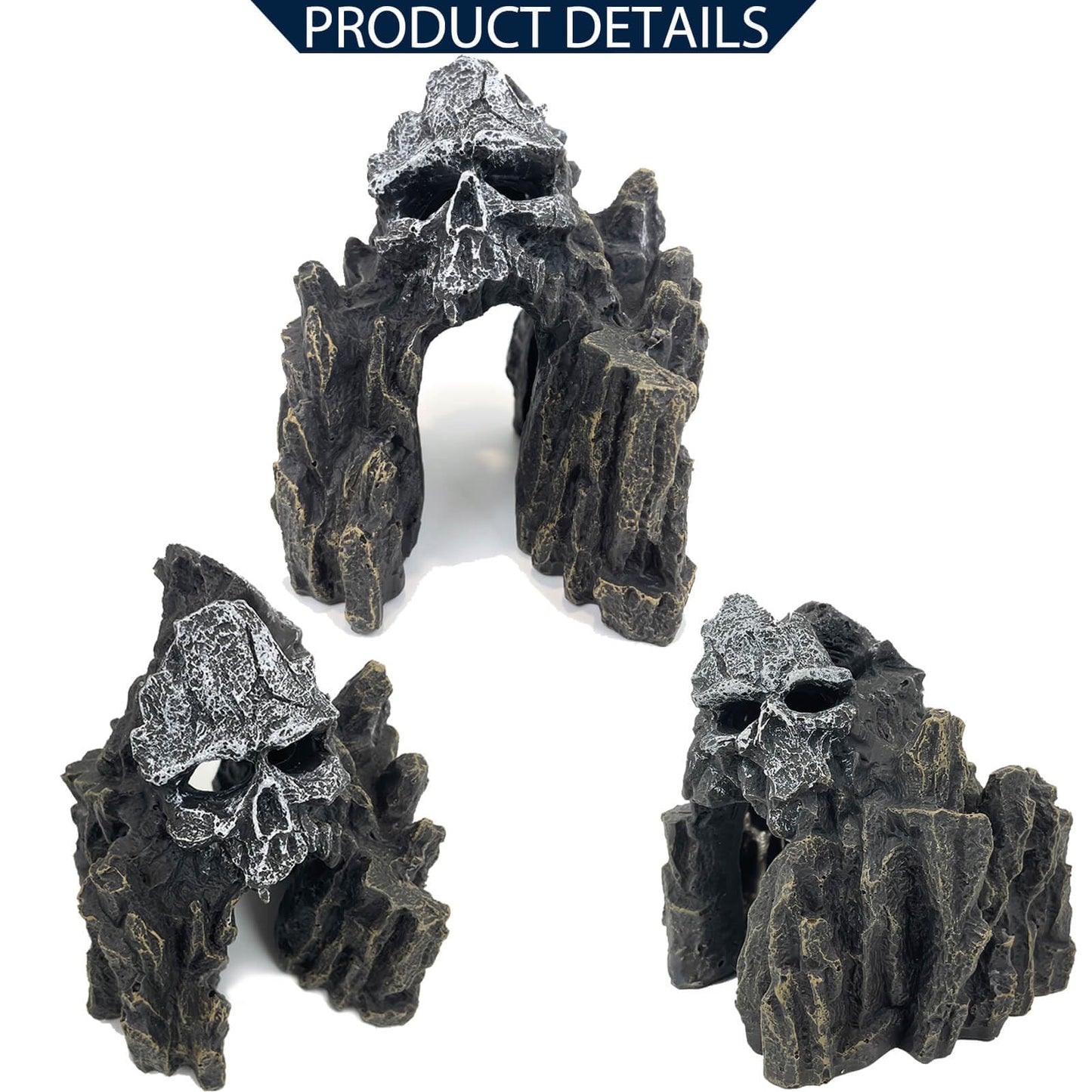 VMCN Aquarium Decoration for Fish Tank Skull Rock Aquarium Ornament Aquarium Skull Mountain View Stone Ornaments Aquarium Decor House Cave Fish Tank Decoration - Small