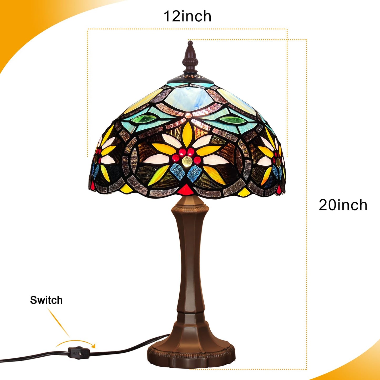 Capulina Tiffany Lamp Sunflower Stained Glass Table Lamp 12x12x19 Inches