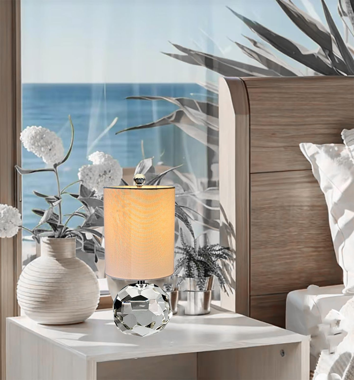 Jposbeam Pineapple-Shaped Crystal Table Lamp,Multi-Faceted Solid Crystal Lamp with LED Bulb (Warm White, 3000K),Suitable for Living Room, Bedroom, Office,cabinets, Side Tables and Other Spaces