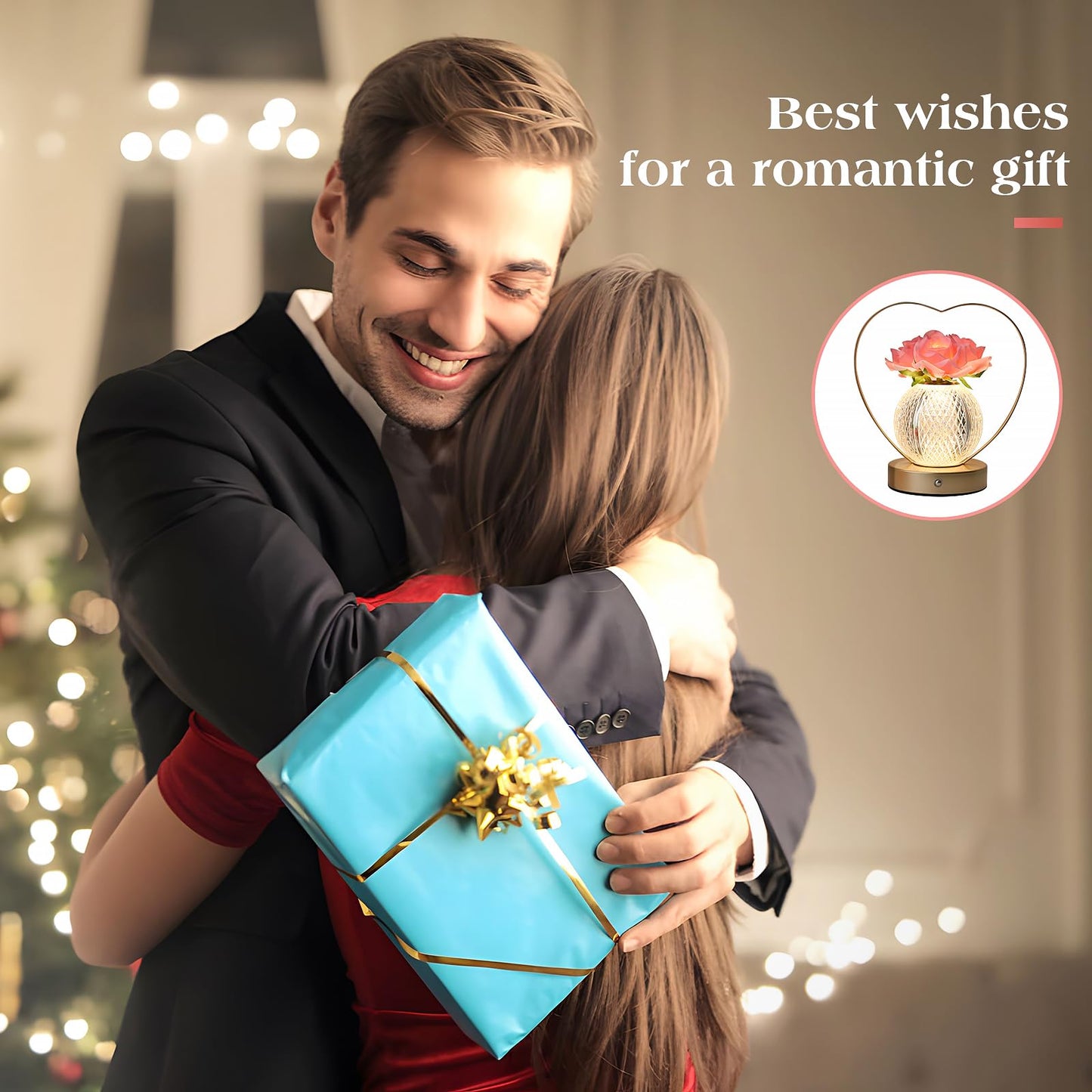 AMWGIMI Women Gifts Rose Flower Lamp,Rechargeable Cordless LED Touch Lamp