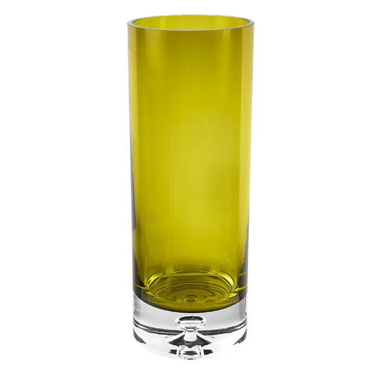 Badash Galaxy Olive Green Glass Vase - Glass Cylinder Vases for Centerpieces - European Glass Vases for Flowers - 12” Mouth-Blown Glass Vase