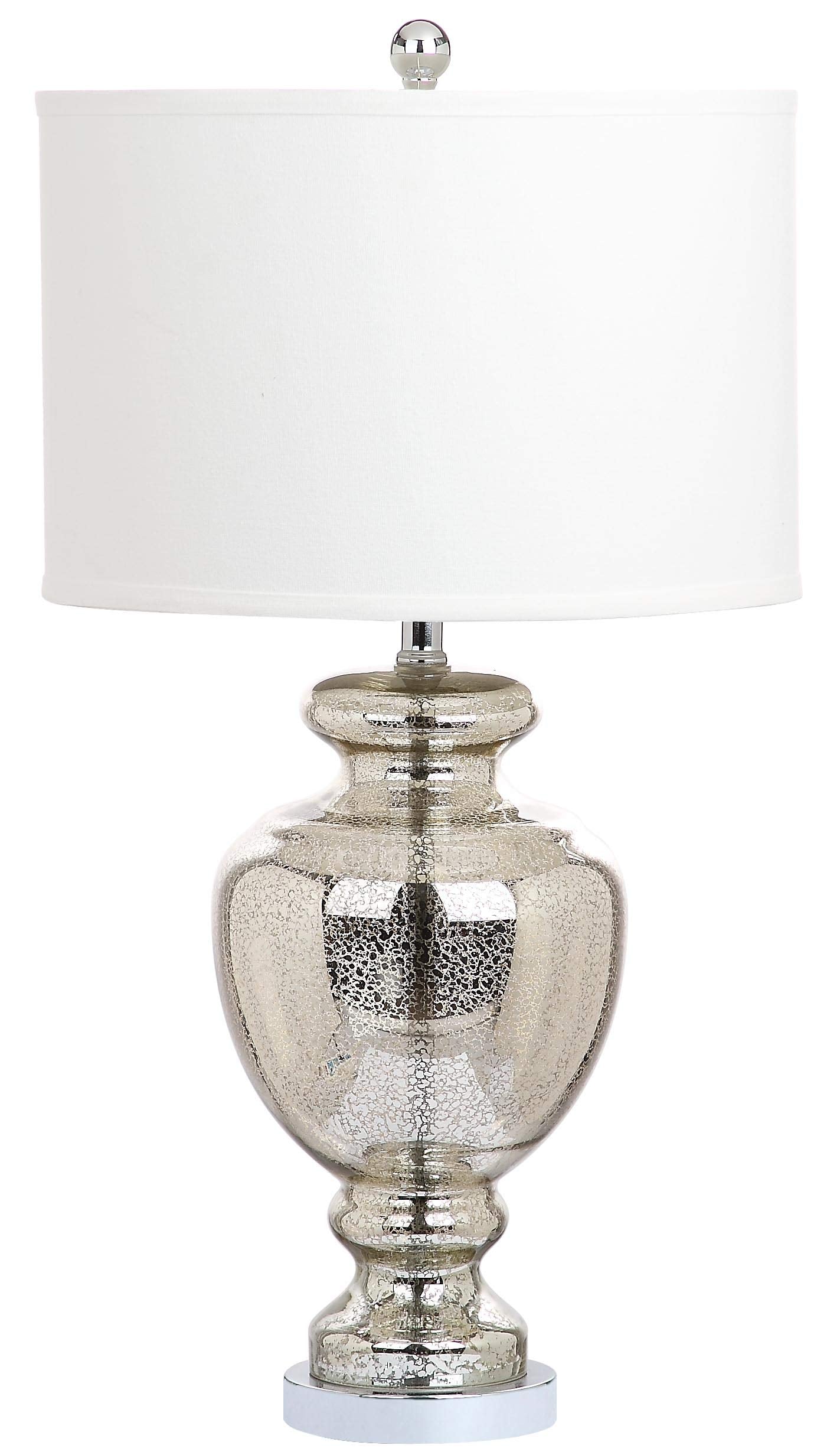 SAFAVIEH Lighting Collection Morocco Mercury Silver Crackle Glass 28-inch Bedroom Living Room Home Office Desk Nightstand Table Lamp (LED Bulbs Included)