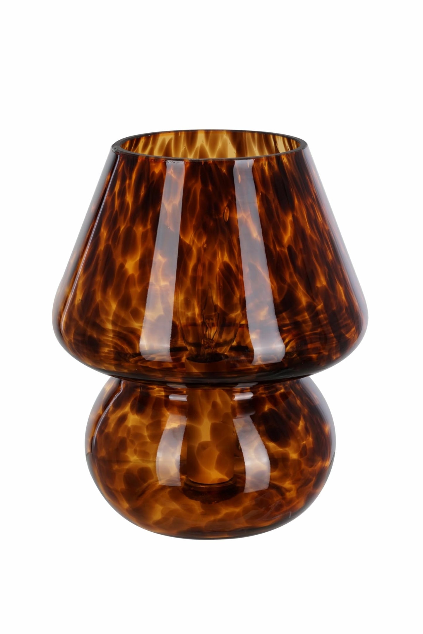 Catalina Lighting 8" Glass Mushroom Lamp, Brown Tortoise, Glossy Finish
