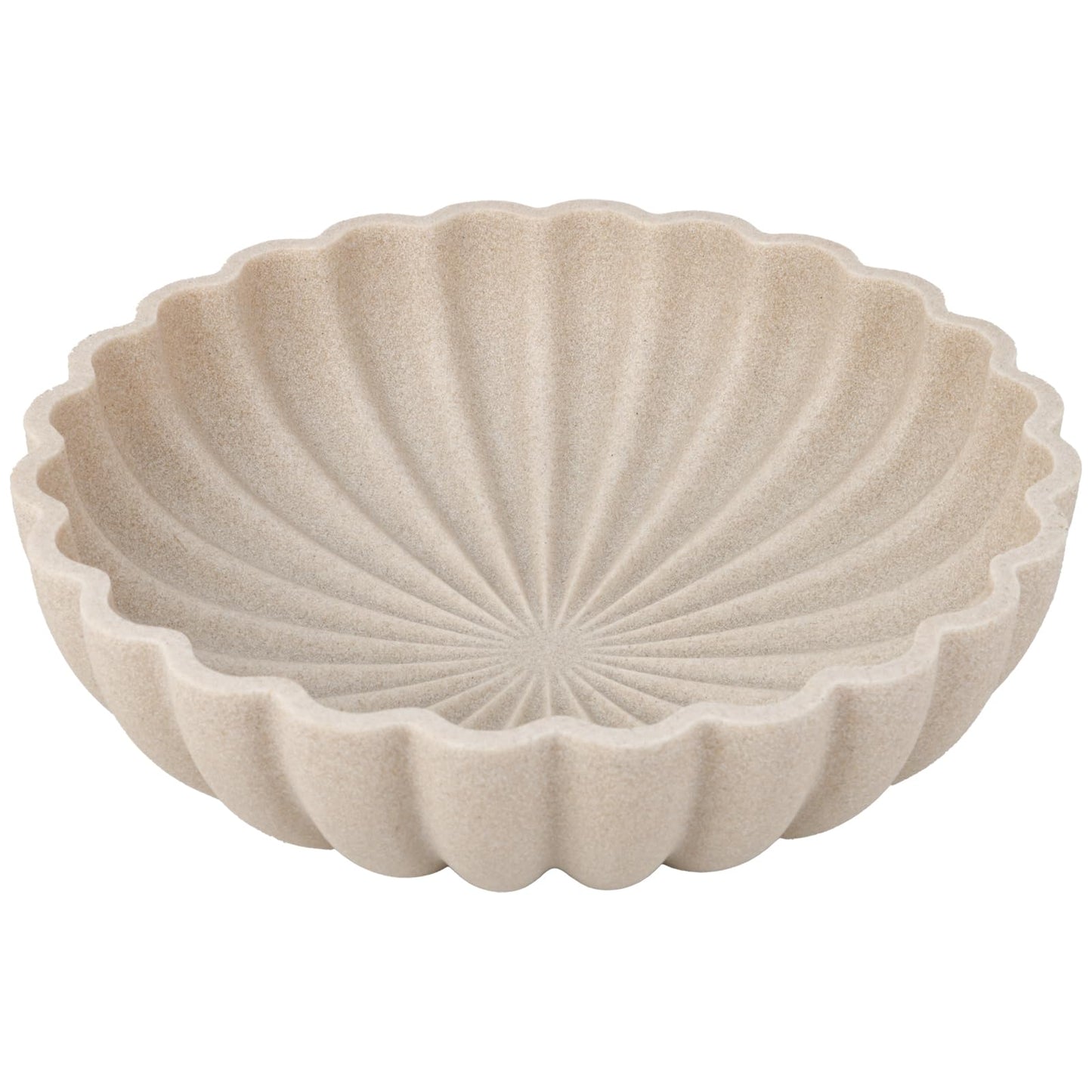 L'ARL GMVOI Large Decorative Bowl - Modern Handicraft Bowls for Home Decor - Fruit Bowl for Kitchen Counter - Key Bowl for Entryway Table - Ruffle Centerpiece Bowl Decor,Artificial Stone Beige