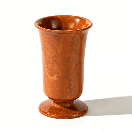 Marble Vase for Home Decor – Small Modern Minimalist Stone Centerpiece for Fresh Flowers, Dried Pampas Grass, or Shelf Decor – Heavy Luxury Tabletop Ornament (Caramel Brown)
