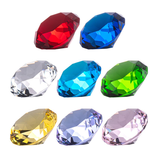 QIANCHANG 8-Color 40mm Crystal Diamond Paperweight Faceted Glass Diamonds Prisms Jewels Gemstones for Home Wedding Christmas Decoration