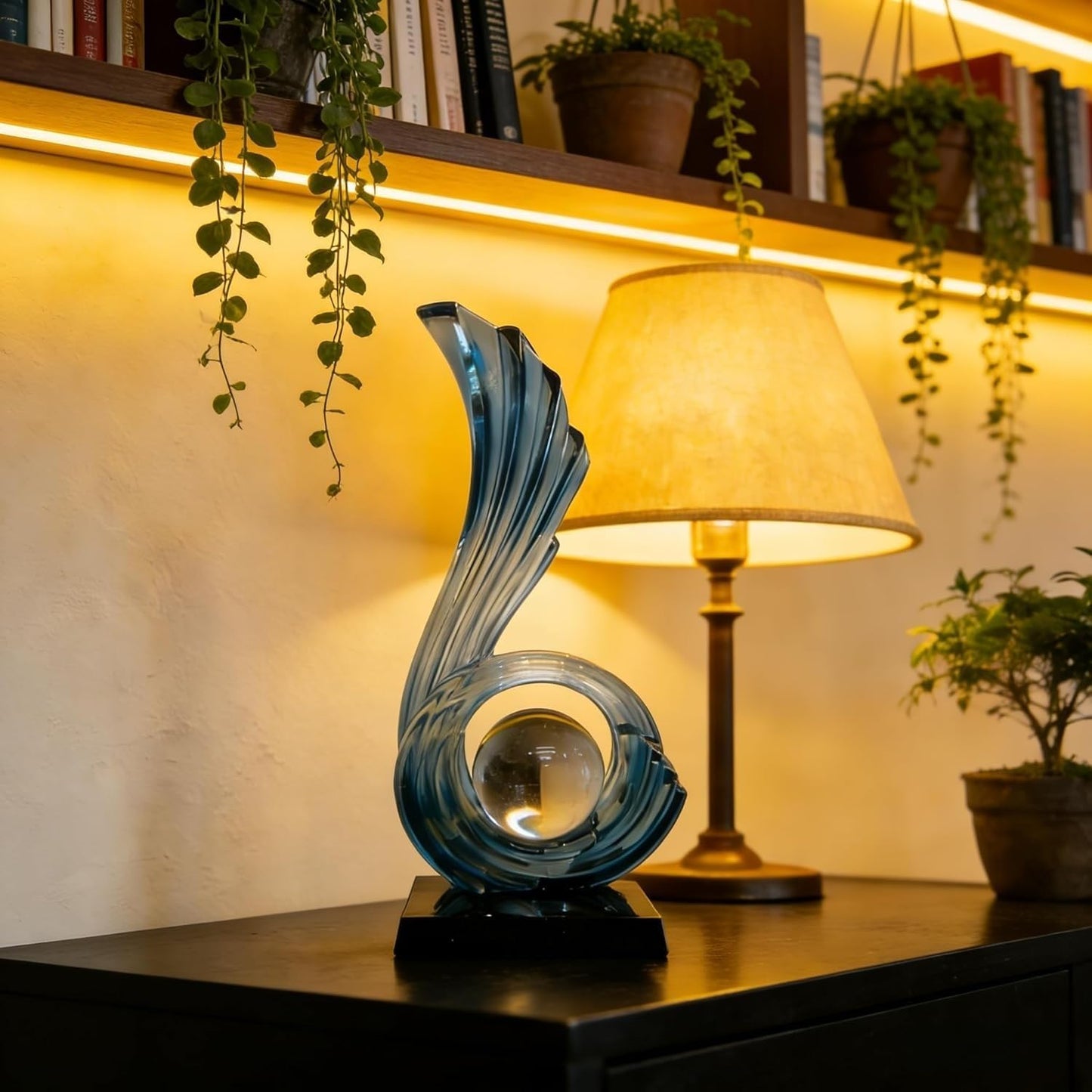AWNR Gold Abstract Digit Statue Accent Decor, Adornos para Sala Modernos Shelf Decor Aesthetic for Coffee Table, Modern Home, TV Stand, Men's Bedroom, Coffee Table, Console Table (Abstract Blue 6)