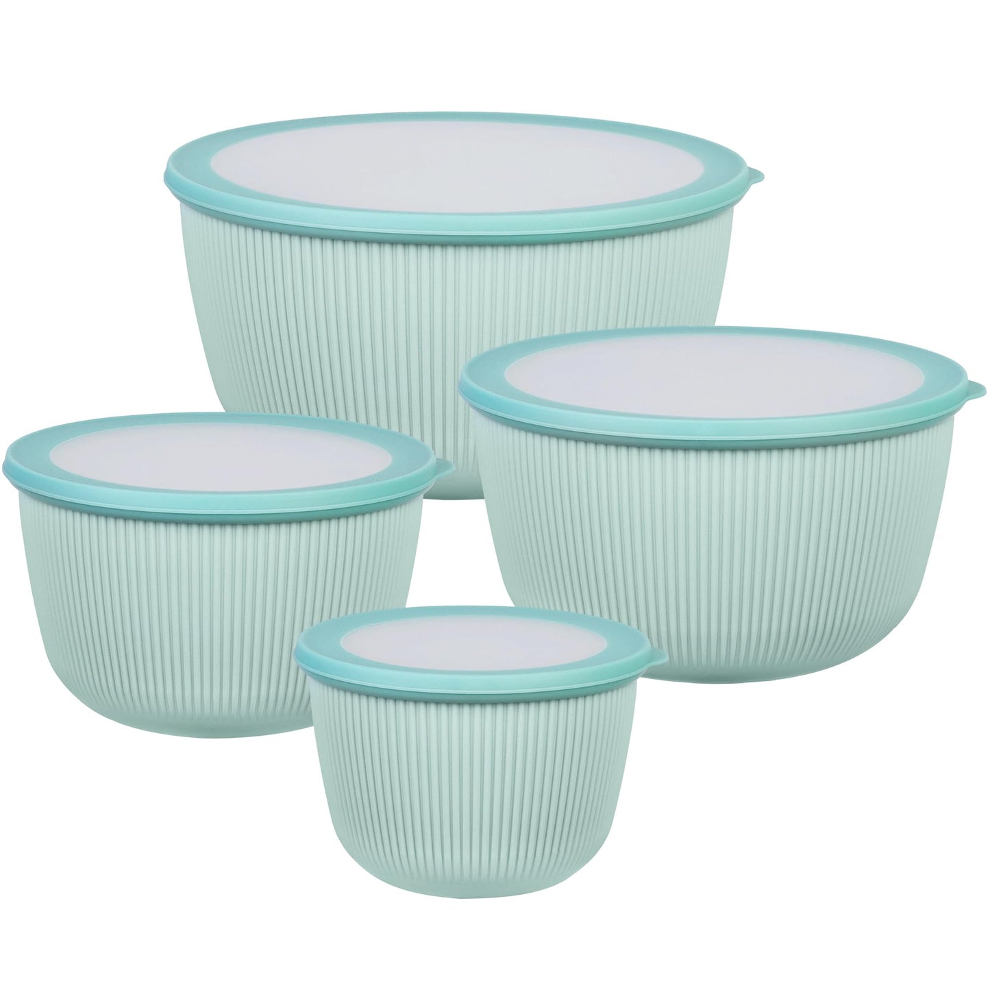 BoxedHome 4.97 Quarts Mixing Bowls with Lids - 8 Piece Plastic Nesting Bowl Set includes 4 Prep Bowls and 4 Lids, Microwave and Dishwasher Safe, Green