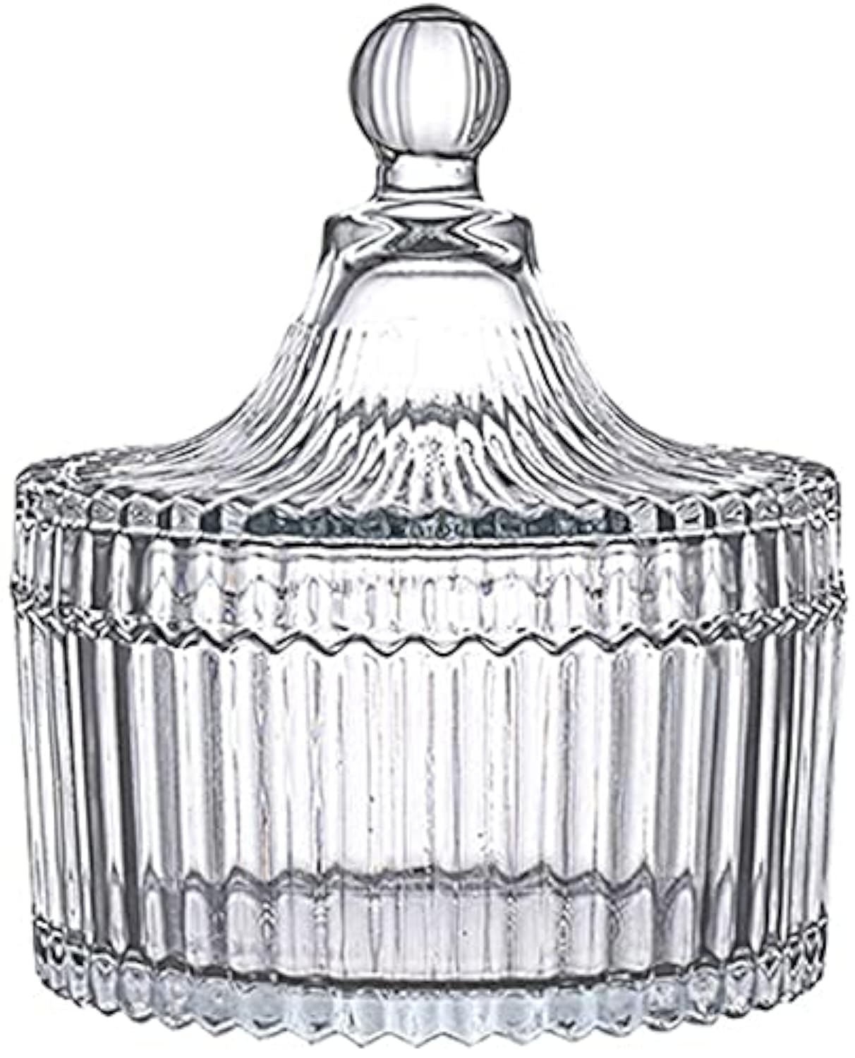 FTOF Glass Candy Storage Box Clear Sugar Dish With Lid Crystal Covered Candy Bowl Apothecary Food Buffet Container Holder