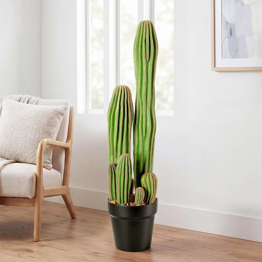 Rivvlive 24'' Large Artificial Cactus with Pot Faux Cactus Plant for Outdoor Realistic Indoor Fake Potted Desert Cacti Decor for Home Garden Office Indoor Outdoor Decoration Housewarming Gifts