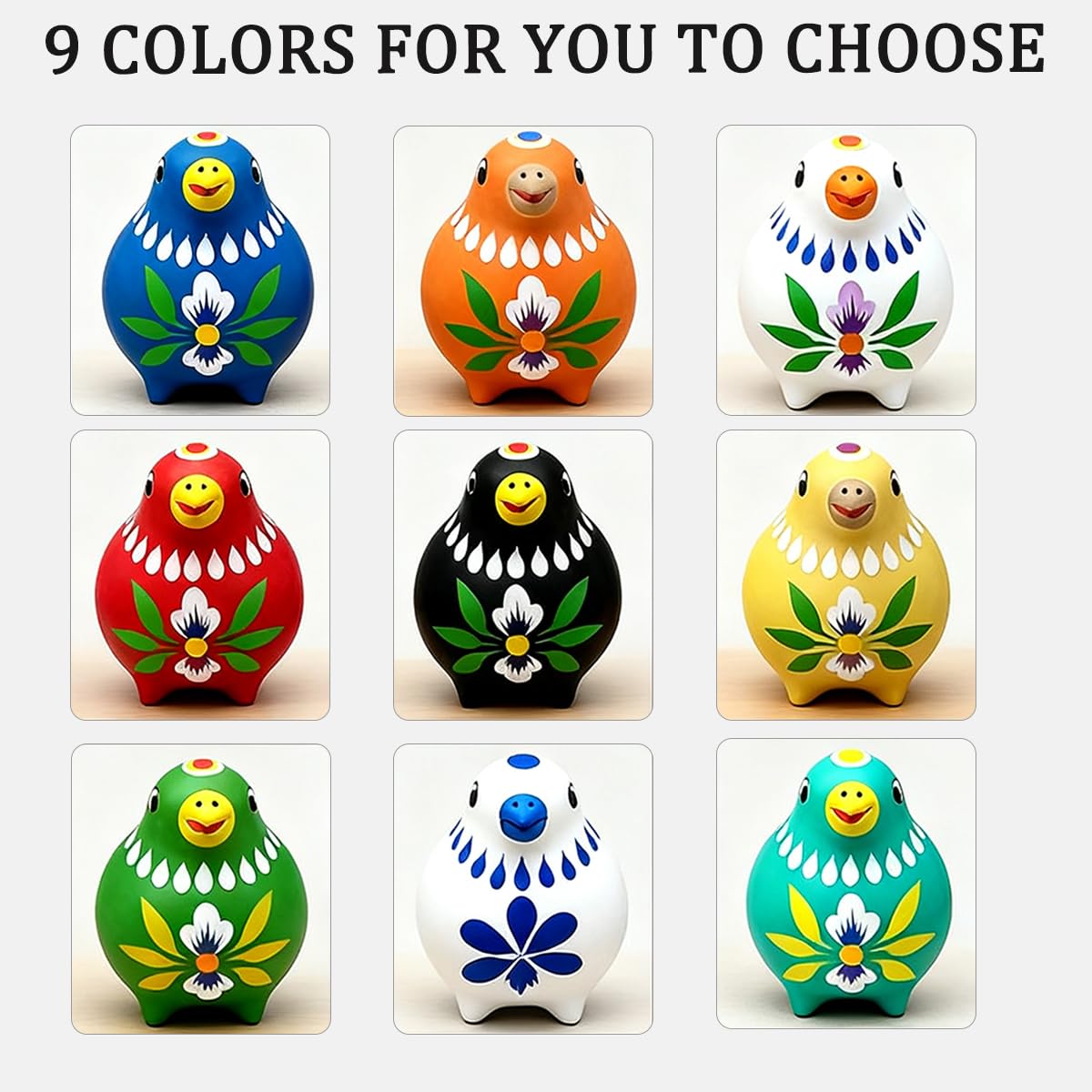 Qecueoua Decorative Clay Bird Figurines Hand-Painted Folk Art Design Collectible Smal Figurines Holiday Birthday Couples Friend Unique Gift Idea Decorative Home Art Table Bring Good Luck (Orange)