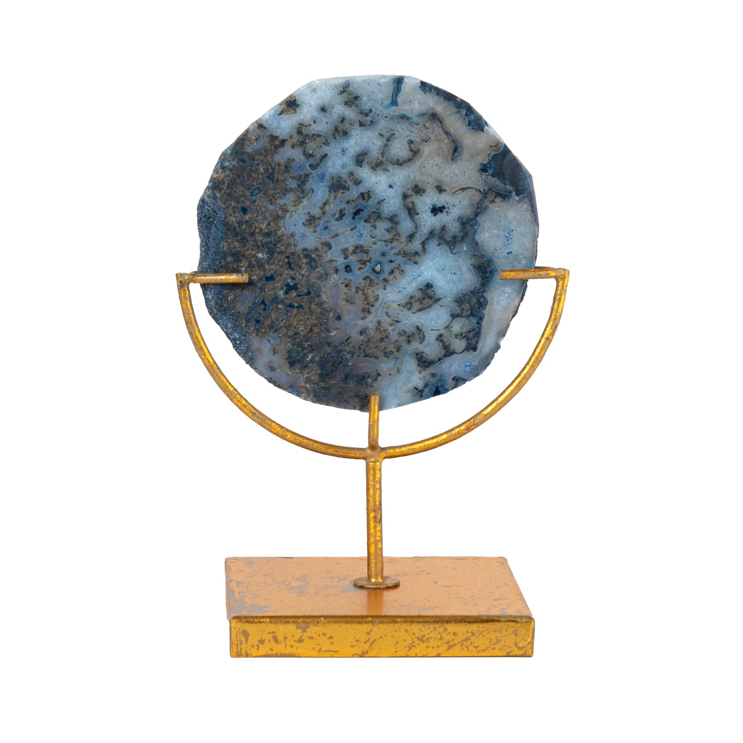 Creative Co-Op Decorative Agate Stone Slice on Metal Stand