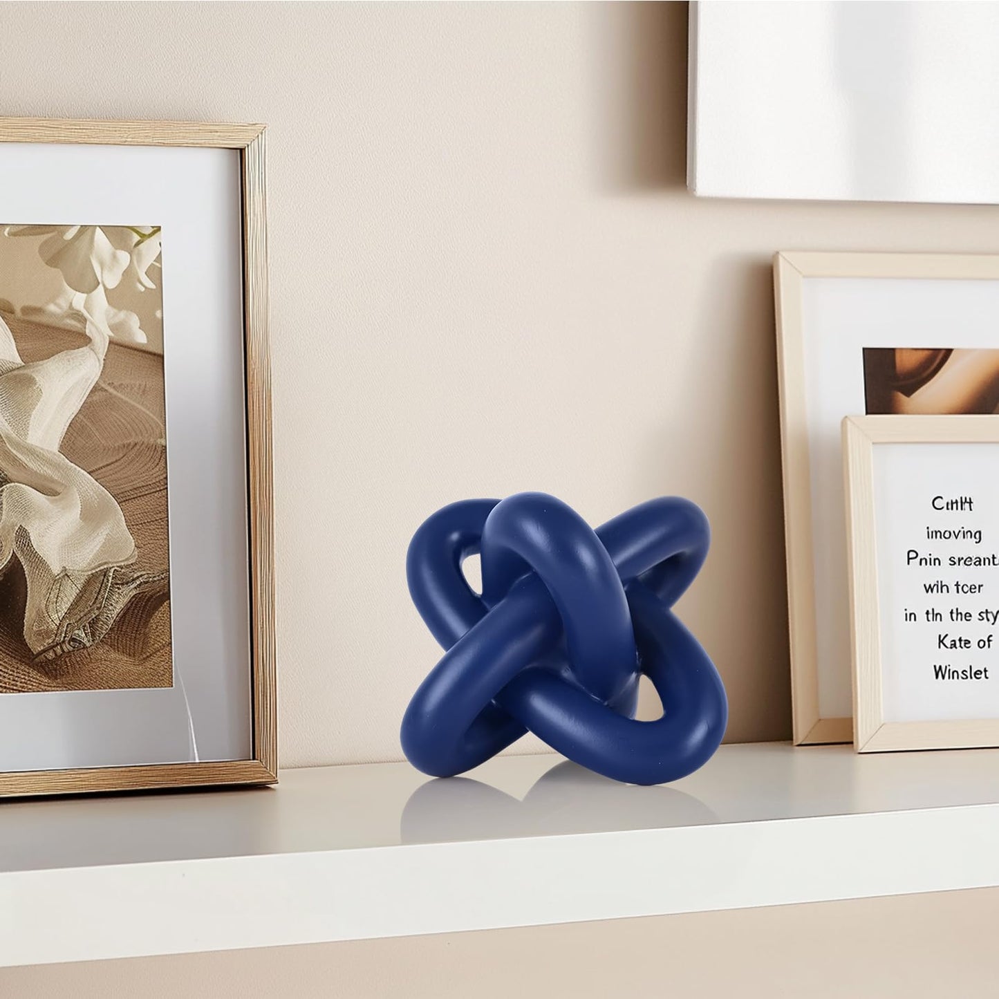 DOVDOV Blue Knot Sculpture, Three Knot Sculptures, Blue Home Decor Accents, Knot Sculptures for Rustic-Style Coffee Tables, Living Room Dining Tables, Entrance Hall Shelves, and Small Decorations.