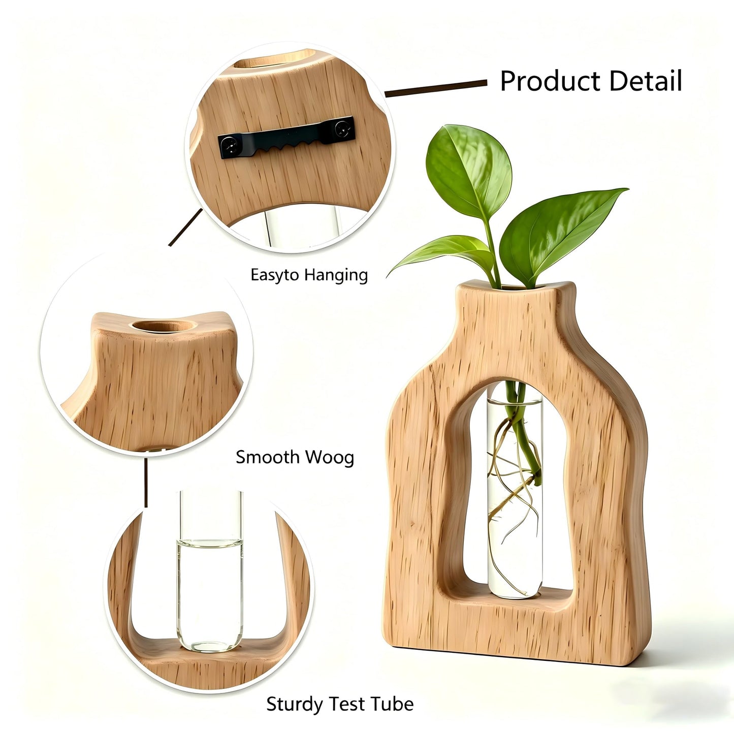 mkuubub Plant Propagation Station Hanging Stand with Vases