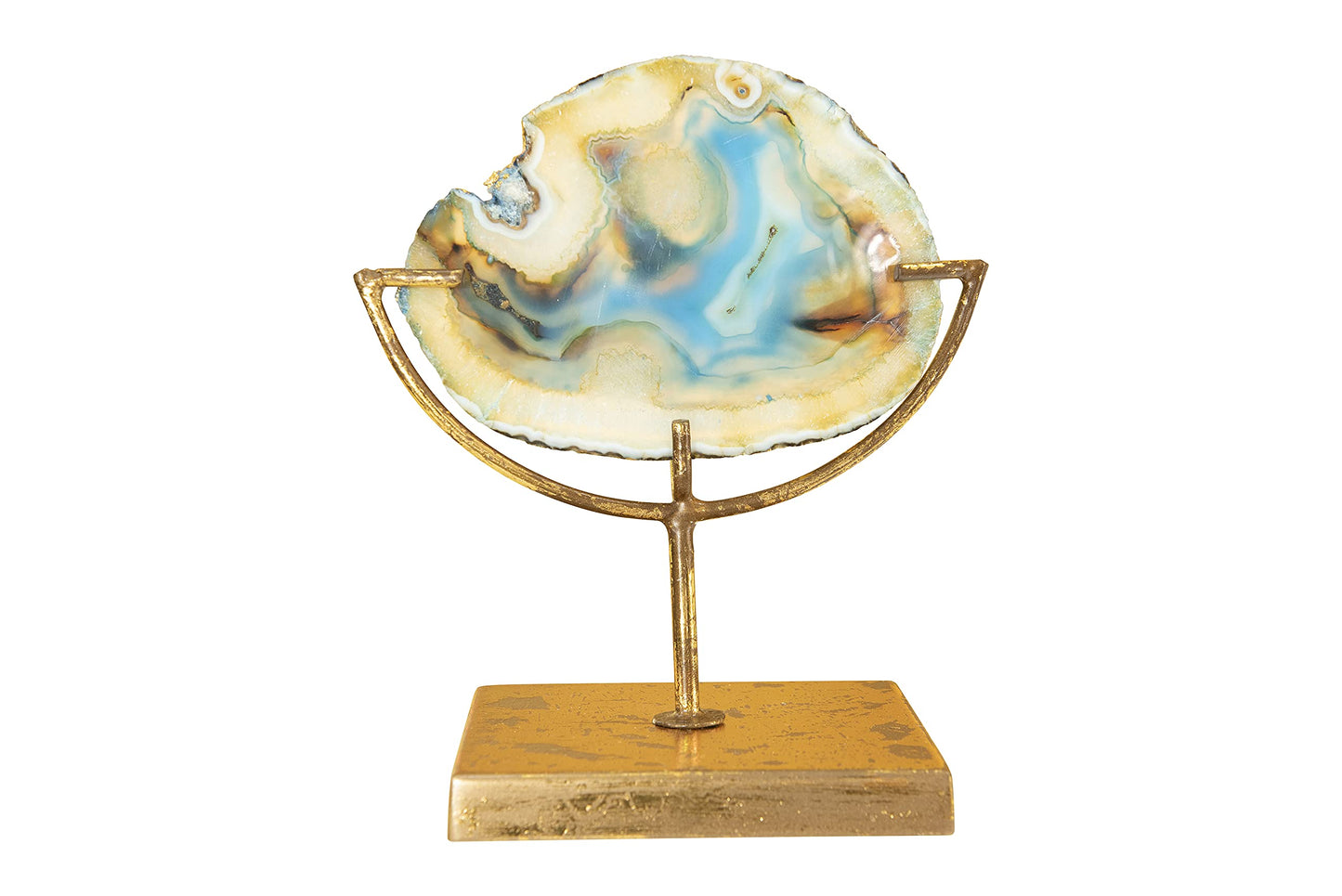 Creative Co-Op Decorative Agate Stone Slice on Metal Stand