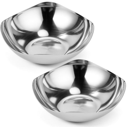 Yiyiring 2 Pcs Large Silver Candy Bowl Stainless Steel Decorative Bowl 8 Inches Candy Dish for Office Entryway Desk Key Tray Table Silver Tray Mirror Polished