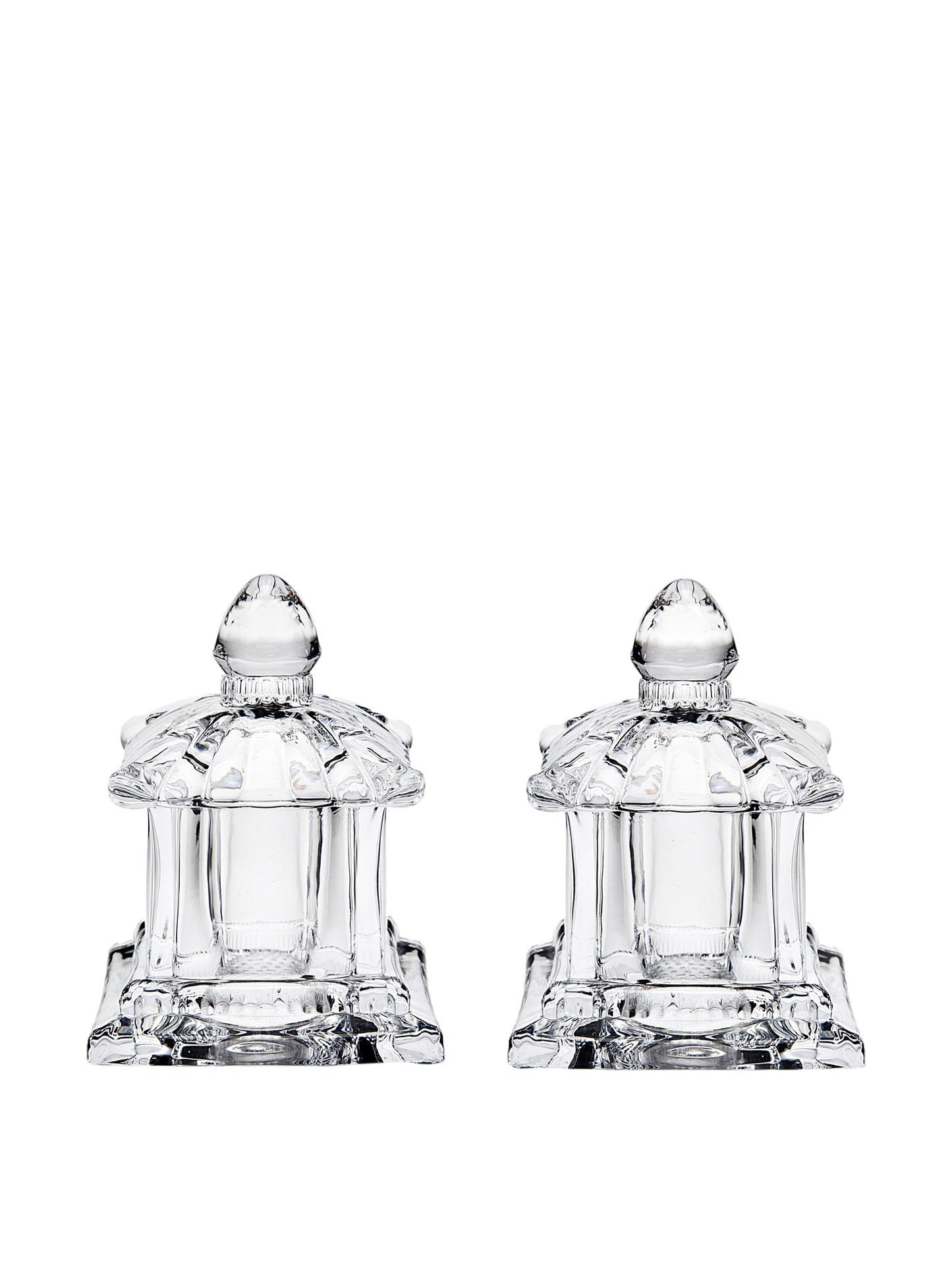 Godinger Salt and Pepper Shaker Set Tabletop Set, Pagoda Collection, Decorative Crystal Design, Pagoda Collection