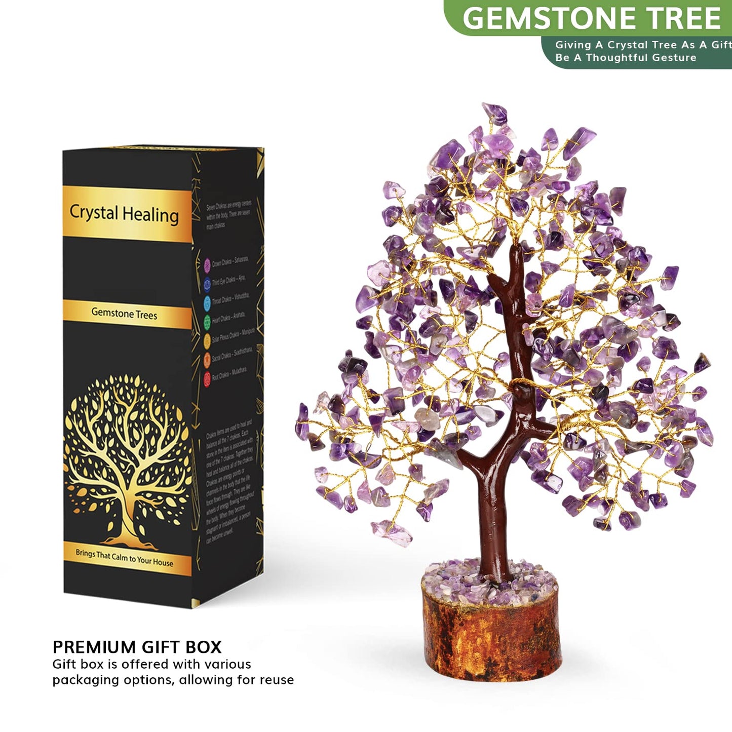 Amethyst Crystal Tree, Healing Crystals And Gemstones, Crystal Gifts For Women, Feng Shui Gemstone Tree Of Life, Gem Stones Home Decor, Living Room Accessories Amethyst Gifts, Good Luck Gifts